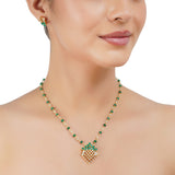 Gold Plated Barsaat Zircon Green Onyx Pendant Set