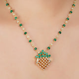 Gold Plated Barsaat Zircon Green Onyx Pendant Set