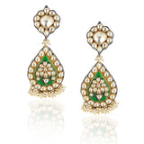 Gold Plated Vivaah Blue Green Kundan Necklace Set