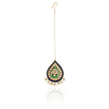 Gold Plated Vivaah Blue Green Kundan Tikka