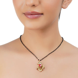 Gold Plated Kundan Leaf Mangalsutra