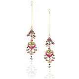 Gold Plated Vivaah Kundan Red Green Tikka