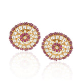 Gold Plated Red Green Kundan Peacock Necklace Set