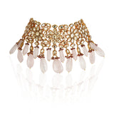 Gold Plated Vivaah Rose Quartz Kundan Choker Set
