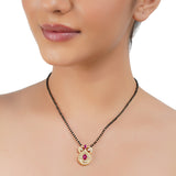 Gold Plated Ruby Drop Mangalsutra