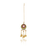 Gold Plated Navrattan Kundan Tassel Necklace Set