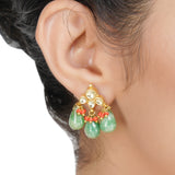 Kanchan Kndan Dark Coral Necklace Set