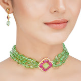 Kanchan Red Kundan Flower Necklace Set