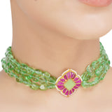 Kanchan Red Kundan Flower Necklace Set