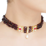 Kanchan Kundan Kyanity Beads Necklace Set