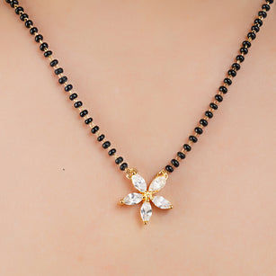 Gold Plated Zircon Flower Mangalsutra