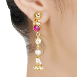 Kanchan Kundan Red  Necklace Net