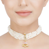 Kanchan Kundan Flower  Pearl Necklace Set