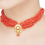 Kanchan Coral Kundan Necklace Set
