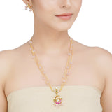 Kanchan Kundan Red Chand Necklace Set