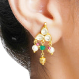 Kanchan Red Green Peacock Necklace Set