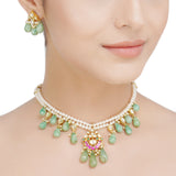 Kanchan Chand Kundan Green Necklace Set