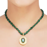 ANMOL ZIRCON ROUND GREEN  PENDANT
