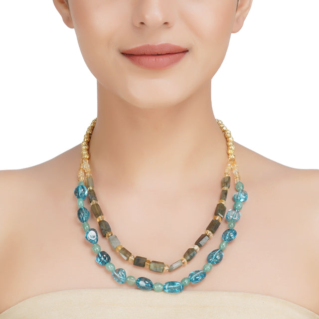 DOR MULTI COLOUR PEARL GOLD PLATED NECKLACE