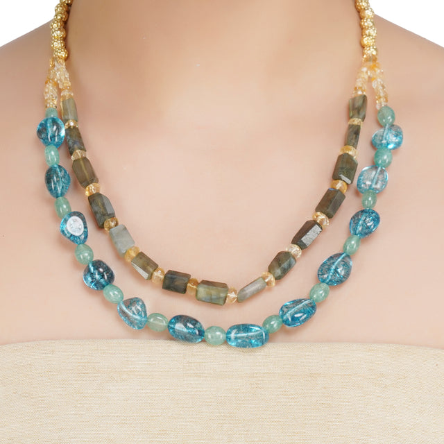 DOR MULTI COLOUR PEARL GOLD PLATED NECKLACE