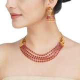 Kanchan Red Stone Necklace Set
