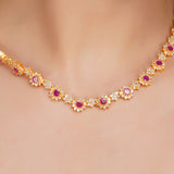 HEERA ZIRCON FLOWER NECKLACE SET