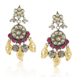 Gold & Silver Plated Leela  Kundan Mango Beads Necklace Set