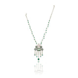 Silver Plated Barsaat Victorian Green Tourmaline Ruby Set
