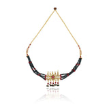 Gold Plated Barsaat Kundan  Blue Red Choker Set