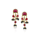 Gold Plated Barsaat Kundan  Blue Red Choker Set