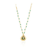 Gold Plated Barsaat Kundan Green Onyx Necklace Set