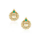 Gold Plated Barsaat Kundan Green Onyx Necklace Set