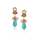 Gold Plated Barsaat Feroza Pink Kundan Necklace Set