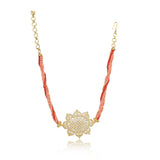 Gold Plated Barsaat Zircon Lotus Coral Choker Set