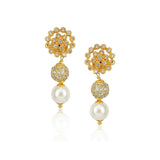 Gold Plated Barsaat Zircon Pearl Necklace Set