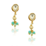 Gold Plated Barsaat Kundan Blue Tassel Necklace Set