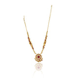 Gold Plated Barsaat Red Kundan Flower Pendant Set