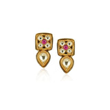Gold Plated Lotus Kundan Pearl Necklace Set