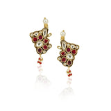 Gold Plated Kundal Red Kundan Lotus  Earcuff Pair