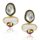 Gold & Silver Plated Leela  Kundan Rock Crystal Necklace Set