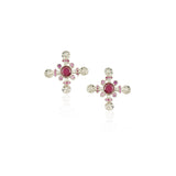 Silver Plated Kundal Zircon Ruby Earcuff Pair