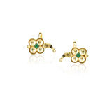 Gold Plated Kundal Green Kundan Flower Earcuff Pair