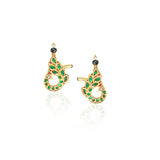 Gold Plated Kundal Green Peacock Earcuff Pair