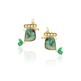 Gold Plated Kundal Green Tourmaline Earcuff Pair
