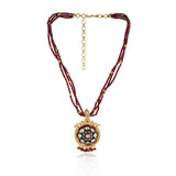 Gold & Silver Plated Leela  Kundan Ruby Jade Necklace Set