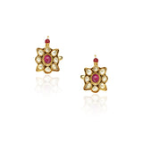 Gold Plated Kundal Kundan Flower Earcuff Pair