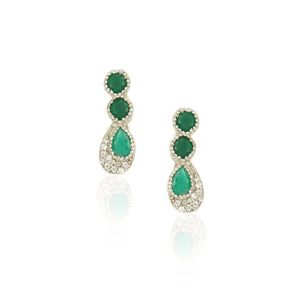 Silver Plated Green Onyx Zircon Earcuff Pair