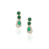 Silver Plated Green Onyx Zircon Earcuff Pair