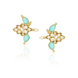Gold Plated Kundal Kundan Turquoise Earcuff Pair