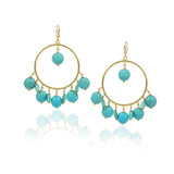 Gold Plated Balan Turquoise Fluorite Hoops